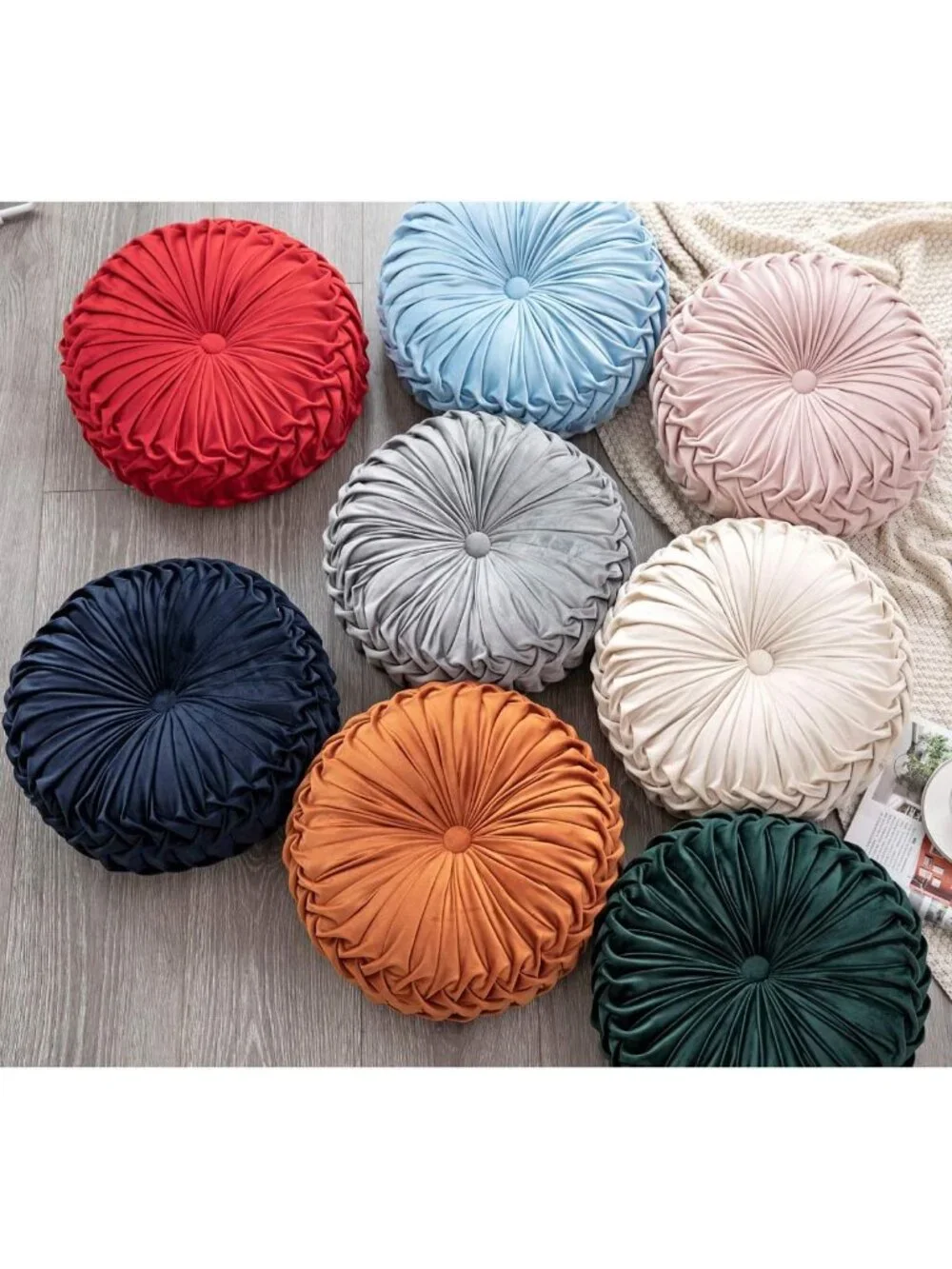 Decorative 3D Pumpkin Velvet Throw Pillow - Round Cushion for Couch, Sofa, Bed
